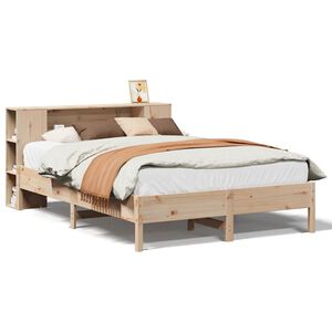 vidaXL Krevet s regalom za knjige bez madraca 135x190 cm od borovine