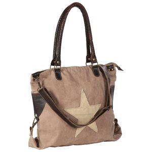 vidaXL Torba za kupovinu smeđa 41x63 cm platno i prava koža