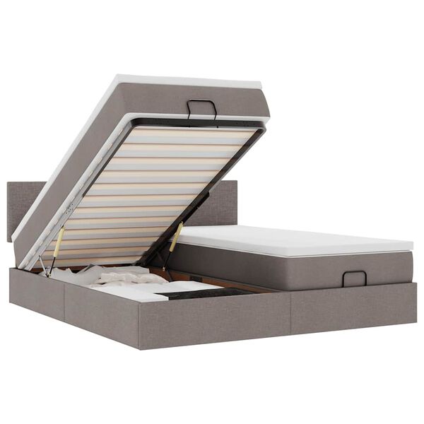 vidaXL Otomanski okvir kreveta s madracima smeđesivi 200x200cm tkanine