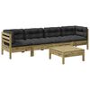 vidaXL 5-dijelni set vrtnih sofa s jastucima od impregnirane borovine