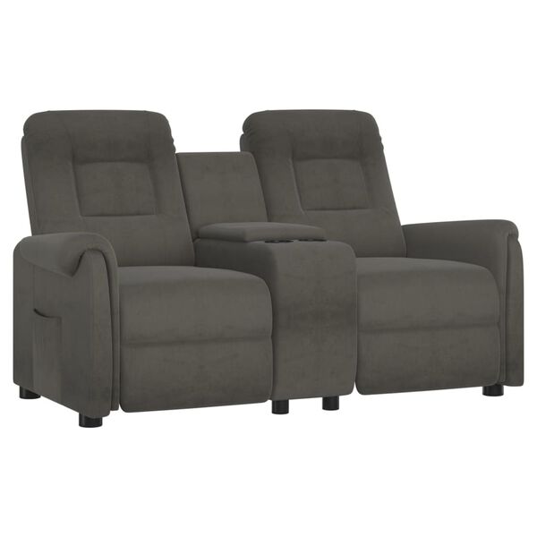 vidaXL Masažni dvosjed s držačem čaša tamnosivi