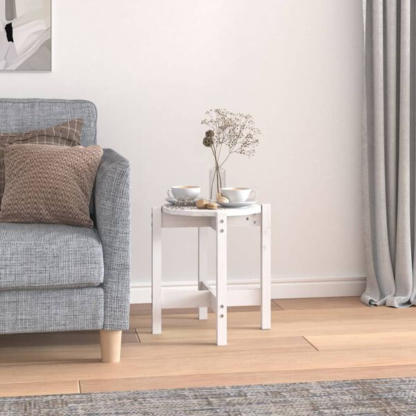 vidaXL Stolić za kavu bijeli Ø 42,5x45 cm od masivne borovine