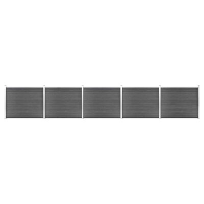 vidaXL Set panela za ogradu WPC 872 x 146 cm crni
