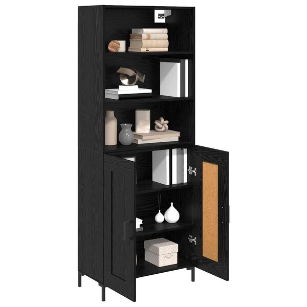 vidaXL Highboard Crni hrast 69,5 x 34 x 180 cm Konstruirano drvo