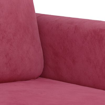 vidaXL 3-dijelni set sofa crvena boja vina baršunasti