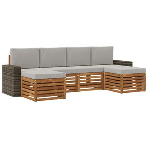 vidaXL Setovi sofa 6 pcs Prirodna i svjetlosiva Čvrsto drvo akacije