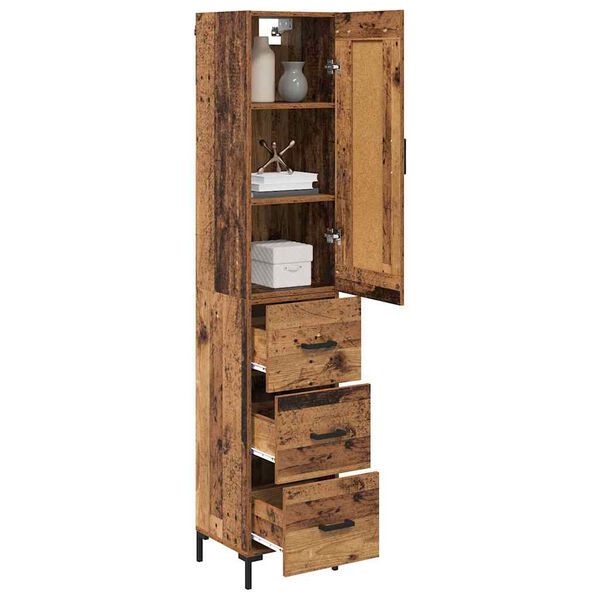 vidaXL Highboard Staro drvo 34,5 x 34 x 180 cm Konstruirano drvo