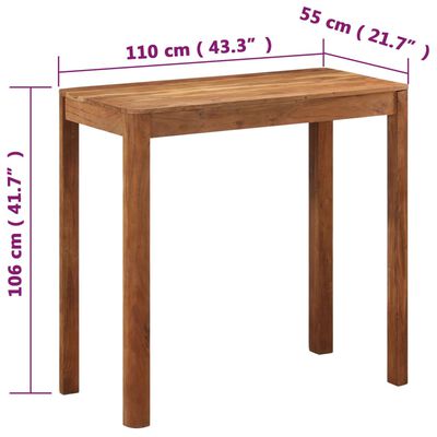 vidaXL Barski stol od drva bagrema s premazom boje meda 110x55x106 cm