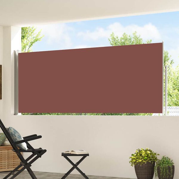 vidaXL Uvlačiva bočna tenda za terasu 120 x 500 cm smeđa
