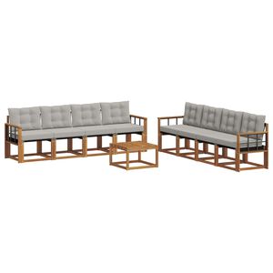 vidaXL Set vanjskih sofa s jastukom 9 pcs Prirodna i svijetlo siva