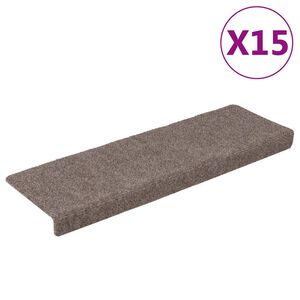 vidaXL Prostirke za stepenice samoljepljive 15 kom 65x21x4 cm bež pravokutni rub