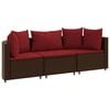 vidaXL 3-dijelni set vrtnih sofa s jastucima smeđi od poliratana