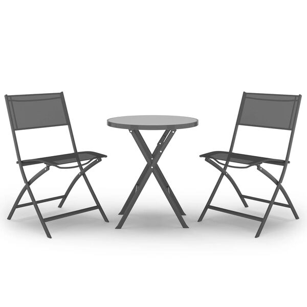 vidaXL 3-dijelni sklopivi bistro set čelični sivi