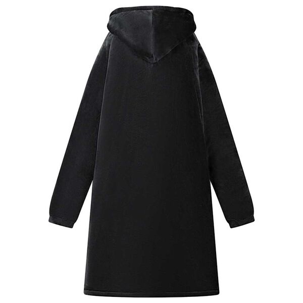 vidaXL Deka majica s kapuljačom Crna s Flis i flanel