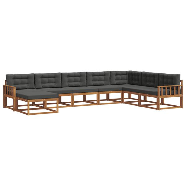 vidaXL Set vanjskih sofa s jastukom 8 pcs Prirodna i antracit