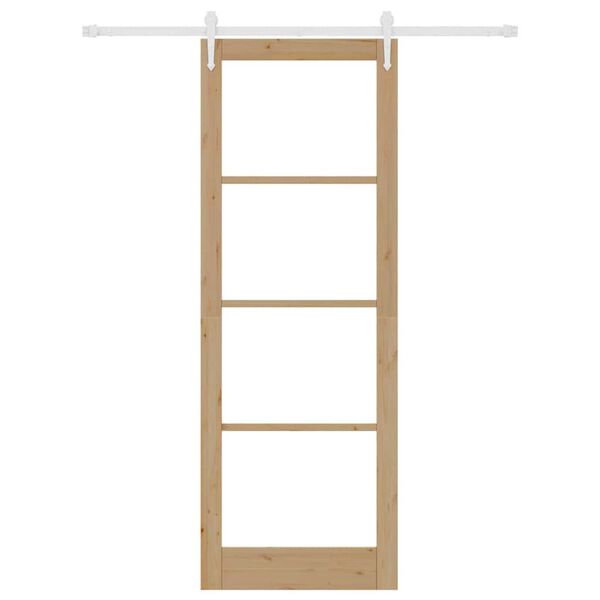 vidaXL Klizna vrata Smeđa 83 x 232 cm Masivna borovina i staklo