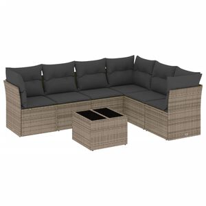 vidaXL 7-dijelni set vrtnih sofa sivi od poliratana