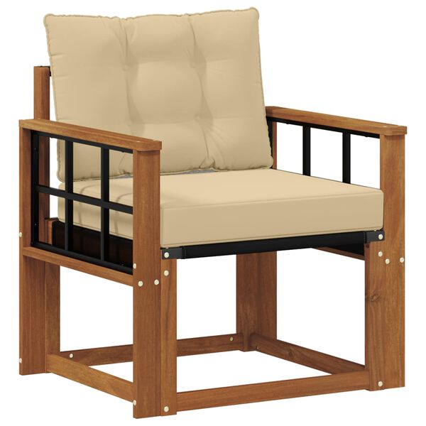 vidaXL Vanjski kauč Čvrsto drvo akacije i Textilene Prirodna