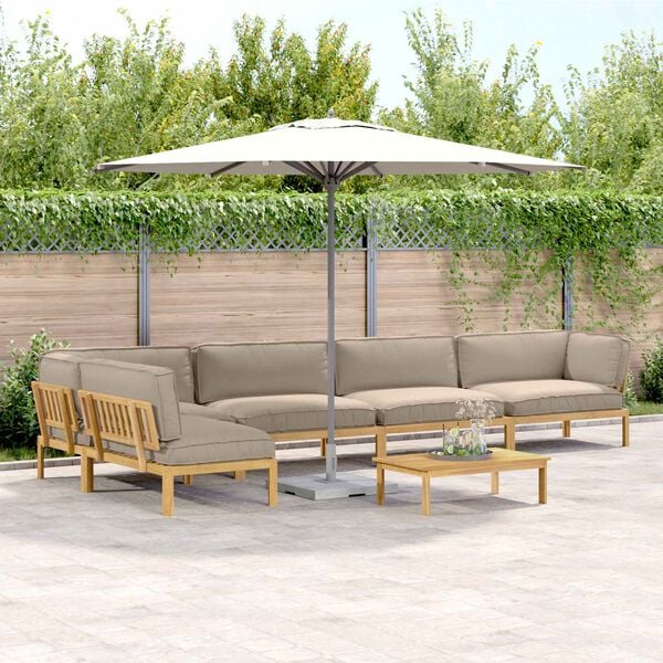 vidaXL Set sofe s jastukom 6 pcs Sivo-smeđa Čvrsto drvo akacije