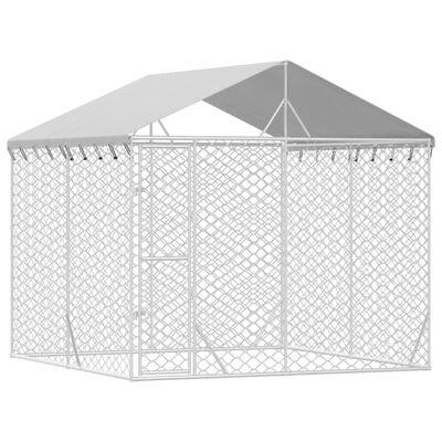 vidaXL Vanjski kavez za pse s krovom srebrni 3x3x2,5 m pocinčani čelik