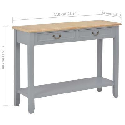 vidaXL Konzolni stol sivi 110 x 35 x 80 cm drveni