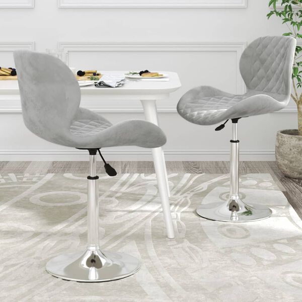 vidaXL Okretne blagovaonske stolice 2 kom svjetlosive bar&scaron;unaste