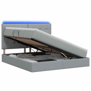 vidaXL LED krevet za pohranu s madracem Svjetlosiva 140 x 200 cm