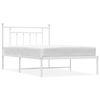 vidaXL Metalni okvir za krevet s uzglavljem bijeli 100x200 cm