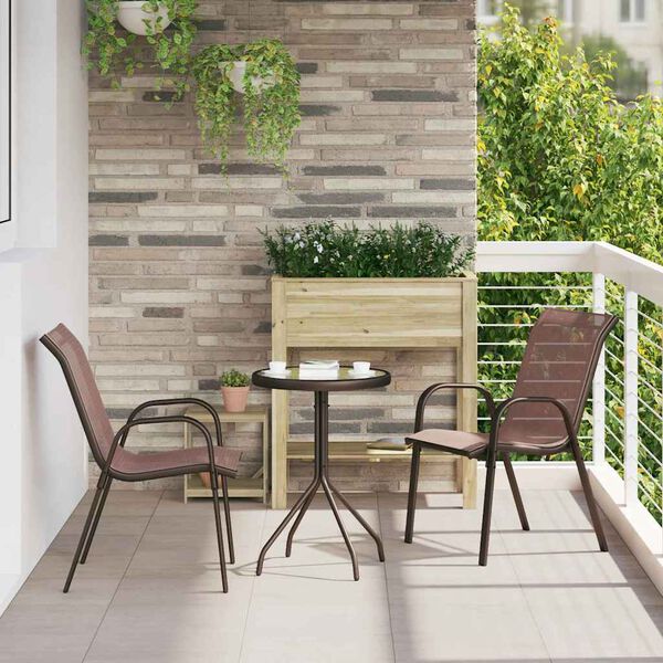 vidaXL Bistro set za vrt 3 pcs Smeđa Čelik