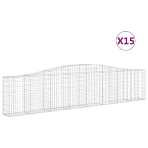 vidaXL Lučne gabionske ko&scaron;are 15 kom 400x30x80/100cm pocinčano željezo