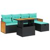 vidaXL 6-dijelni set vrtnih sofa s jastucima crni od poliratana bagrem