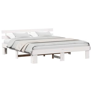 vidaXL Krevetna konstrukcija Bijelo 200 x 200 cm Čvrsto borovo drvo