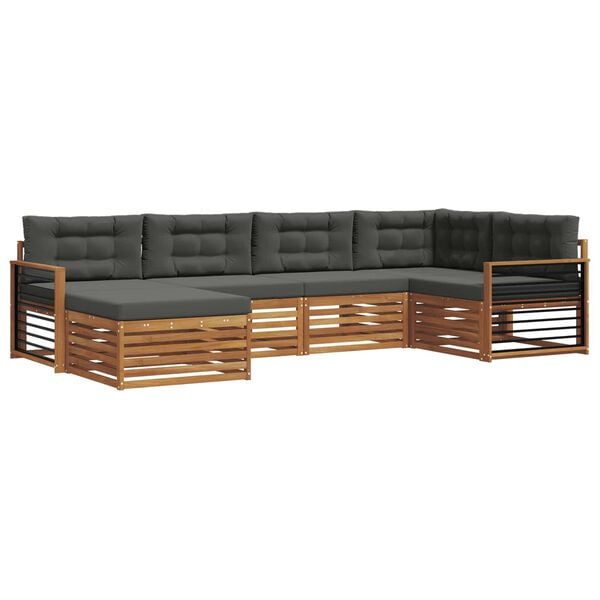 vidaXL Set vanjskih sofa s jastukom 6 pcs Prirodna i antracit