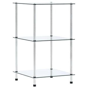 vidaXL Police s 3 razine prozirne 40 x 40 x 67 cm od kaljenog stakla