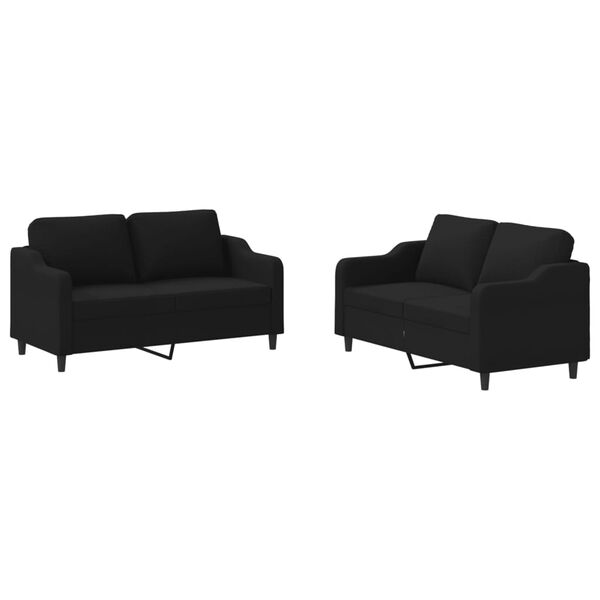 vidaXL 2-dijelni set sofa s jastucima crni od tkanine