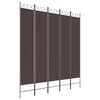 vidaXL Sobna pregrada s 5 panela smeđa 200x220 cm od tkanine
