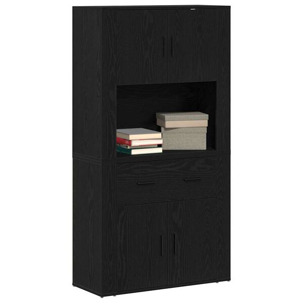 vidaXL Highboard Crni hrast 80 x 33 x 150 cm Konstruirano drvo