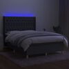 vidaXL Krevet box spring s madracem LED tamnosivi 140x190 cm tkanina