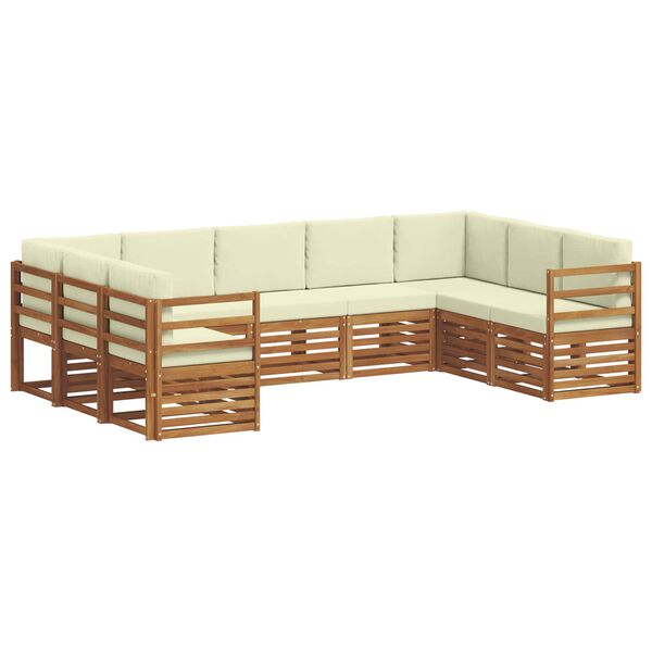 vidaXL Setovi sofa 9 pcs Prirodna i krem Čvrsto drvo akacije