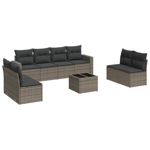vidaXL 9-dijelni set vrtnih sofa od poliratana s jastucima sivi