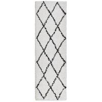 vidaXL Čupavi moderni tepih s visokim vlaknima krem-crni 80x250 cm