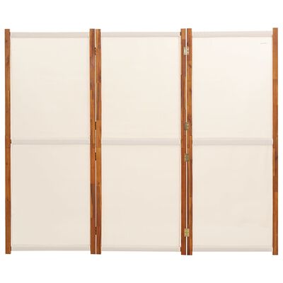 vidaXL Sobna pregrada s 3 panela krem bijela 210 x 180 cm
