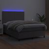 vidaXL Krevet box spring s madracem LED sivi 140x200cm od umjetne kože