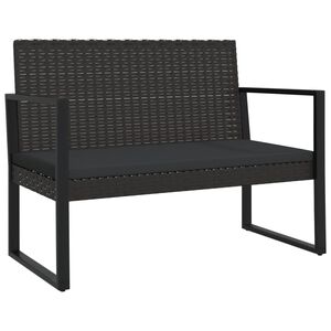 vidaXL Vrtna klupa s jastucima crna 106 cm od poliratana