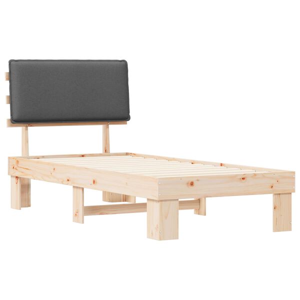 vidaXL Krevetni okvir s tapiciranim uzglavljem Tamno siva 100 x 200 cm