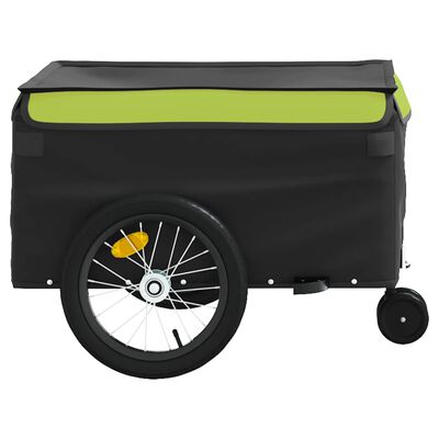 vidaXL Prikolica za bicikl crno-zelena 45 kg željezna
