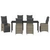 vidaXL Vrtni set za objed s jastukom 7 pcs Siva poliratan