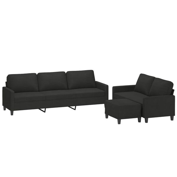 vidaXL 3-dijelni set sofa s jastucima crni od tkanine