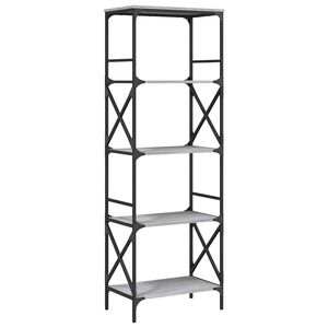 vidaXL Regal za knjige 5 razina siva boja hrasta 59x35x171 cm drveni