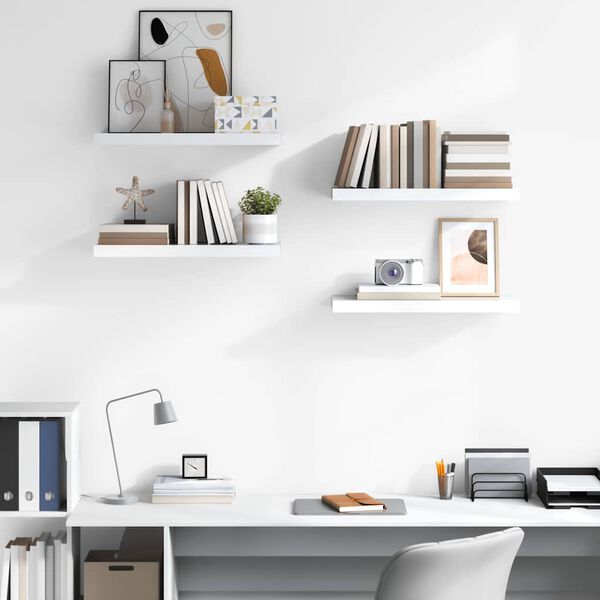 vidaXL Plutajuće zidne police 4 kom sjajne bijele 60x23,5x3,8 cm MDF